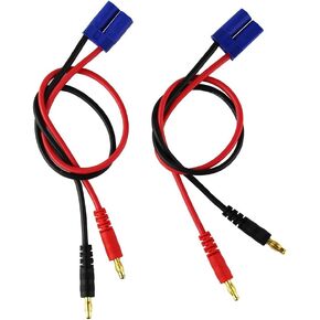 2pcs EC5 Male Connector Plug 4mm Banana Plugs Battery Charge Lead Adapter Silicone Cable 30cm 11.8inch(Pack of 2)