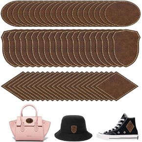 60pcs Rustic Leather Patches for Hats, Iron on Patches, 3 Types Sublimation Hat Patches, Self Adhesive Leather Repair Patch for Clothing Jackets (60)