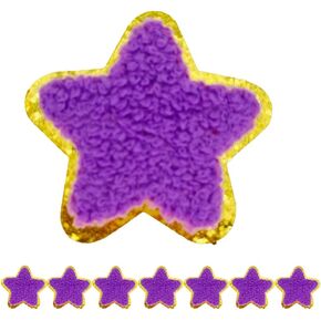 8 PCS 2.3 inch Star Chenille Patches, Self Adhesive Patches for Clothing, Embroidered Patches for Bags,Iron on Patches for Hats, Patches for Backpacks, Patches for Jeans.(Yellow) in Kuwait