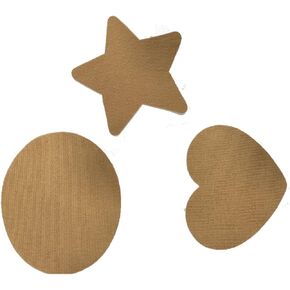 3PCS Love Heart, Oval, Star Patches| 100% Cashmere with Super Strong Heat Seal Glue Iron On Backing - Cashmere Sweater Hole Repair, Elbow Repair - Cover Stains (Tan)