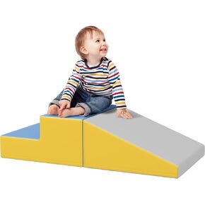 Soozier 2 Piece Climb and Crawl Activity Play Set Soft Secure Foam Playset for Toddler Preschooler Indoor Play Equipment Baby Learning Toys Multicolor