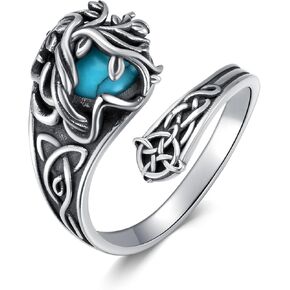 Witches Knot Ring 925 Sterling Silver Tree of Life Turquoise Spoon Ring Witch Jewelry Witchy Gifts for Women Men