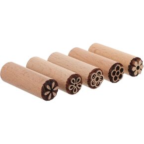 NUOBESTY 5pcs Wood Texture Stamp Wood Flower Stamp Stamps Good Mood Sealing Wax Sticks Envelope Wax Stamp Small Planner Stamp Clay Kid Tools Coloring Soviet Style Pottery Tools Wooden Child