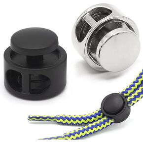 Enosea 12 Pcs Metal Cord Lock，Double Hole Draw String Clip Cord Stopper for Drawstrings, Shoelaces, Paracord