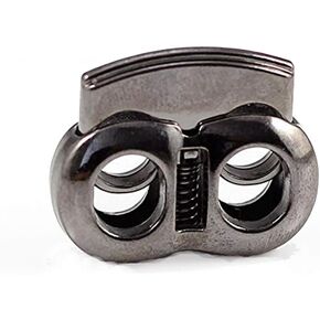 Resources House 10pcs Black Gun Metal Cord Locks Spring Stop Toggle Stoppers with 2 Holes for 7mm Cord NK205