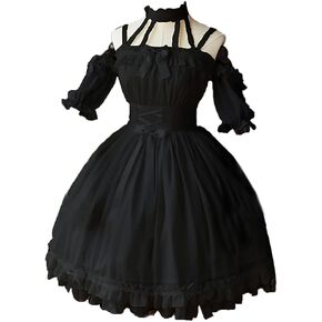 ZZEQYG Women's Lolita Gothic Dress Off-Shoulder Halter Dress Party Cocktail Dress