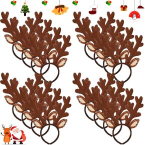 Lyrow 12 Pcs Reindeer Antlers Headbands Bulk Christmas Deer Ears Costume Fawn Horn Hair Hoop for Women Party Headwear (Cute Style)