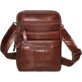 Leather Messenger Bag for Men, Small Leather Sling Shoulder Bag Messenger Pack for Men, Man Purse