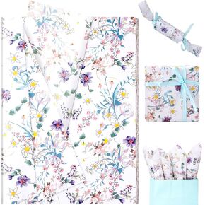 100 Sheets Watercolor Wildflower Tissue Paper, 20'' x 14'' Vintage Wildflower Gift Wrapping Tissue for Wedding Baby Shower Birthday Gift Wrapping Gift Bag Fillers Party Favors