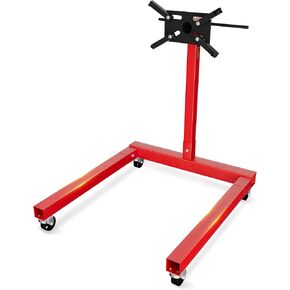 Engine Stand, 1250lbs (5/8 Ton) Capacity Heavy-Duty Steel Engine Motor Stand with 360-degree Rotating Head, 4 Casters, 4 Adjustable Arms, for Vehicle Maintenance, Auto Repair, Red