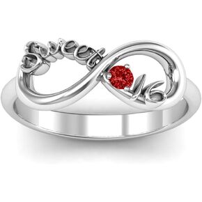 925 Silver Ruby Ring Infinity 8 Character Zircon Ring Cocktail Rings Round Cut Red Gemstone Cubic Zirconia Anniversary Promise Ring CZ Halo Ring Eternity Engagement Wedding Band Ring for Women（9）