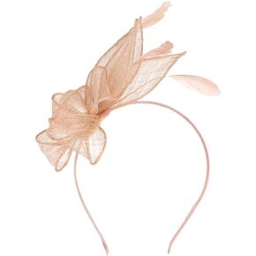 minkissy Fascinators for Women Tea Party Derby Hats Wedding Cocktail Jute Mesh Feathers Headpiece Church Hats for Women