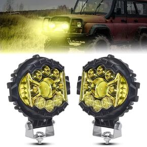7 INCH Round LED Driving Light, 2PCS 80W LED Spot Light Bar with Mounting Bracket Suit for SUV, Truck, ATV, SUV, Amber LED Work Light Round Led Offroad Lights
