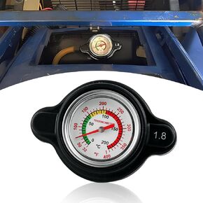 Pack-1 Car 1.8 Bar Radiator Cap, Real-time Temperature Monitoring Gauge Water Tank Cap, Perfect Fit Sealed Leak-proof Engine Accessory, Compatible with Honda Kawasaki Suzuki Yamaha (Black)