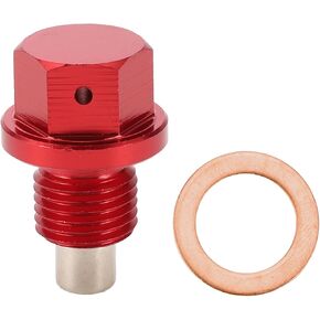 Motoforti Universal Oil Pan Screw Oil Drain Plug Sump Drain Nut Bolt, M12x1.5, Aluminium Alloy, Red, 1 Set