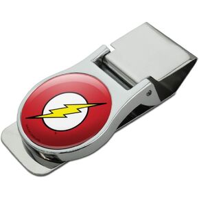 The Flash Lightning Bolt Logo Satin Chrome Plated Metal Money Clip