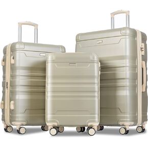 3 Piece Hardshell Luggage Sets, ABS Hard Shell Expandable Spinner Luggage, Expandable Suitcase with Travel Bag, Expandable Suitcase Sets with Spinner Wheels And TSA Lock For Travel (20''/24''/28'')