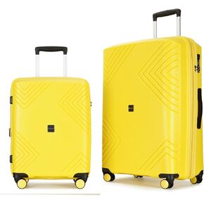 GinzaTravel Rune series expandable 2 Luggage Sets,Lightweight Hardside Suitcase With Spinner Wheels TSA Lock,PP material business fashion suitcase