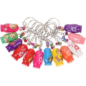 Toyvian 12pcs Nesting Russian Dolls 2020 New Years Party Favors Matryoshka Key Rings Handbag Decorations Charm Wooden Keychain Nesting Dolls Fun Keychains Aldult Accessories Child