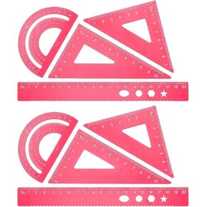 PATIKIL 20cm Metric Scale Metal Ruler 45°60°Metal Triangular Ruler Metal Protractor Aluminum Centimeter Straight Edge Geometry Set, 8 Packs, Black