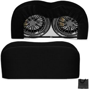 2 Pack RV Tire Covers, Dual Axle Wheel Cover, Waterproof Oxford Black Dual Tire Covers RV Accessories for RV Truck Trailer (27"-30", 2 PCS)