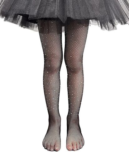 جوارب طويلة للفتيات من Jastore للهالوين بشبكة صيد السمك ضيقة ومتلألئة بأحجار الراين المجوفة، جوارب شبكية لامعة للأطفال in Kuwait