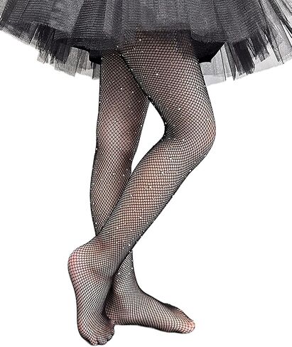 جوارب طويلة للفتيات من Jastore للهالوين بشبكة صيد السمك ضيقة ومتلألئة بأحجار الراين المجوفة، جوارب شبكية لامعة للأطفال in Kuwait