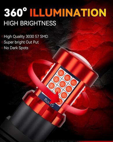 3156 3157 لمبة LED حمراء لمصابيح الفرامل الخلفية، 4114 3057 4157 3457 4057 لمبات LED 3030 SMD مع جهاز عرض عالي الدقة، ضوء خلفي للفرامل الخلفية للدراجات النارية والسيارات والشاحنات، حزمة من 2 in Saudi Arabia