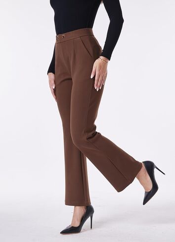 heipeiwa Women's Dress Pants Bootcut High Waist Pull on Comfort Work Business Casual Slacks Pant in Saudi Arabia