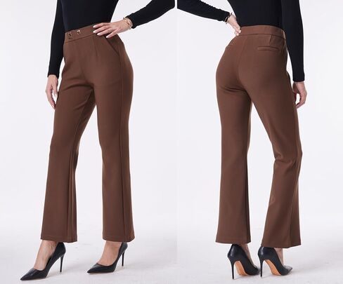 heipeiwa Women's Dress Pants Bootcut High Waist Pull on Comfort Work Business Casual Slacks Pant in Saudi Arabia