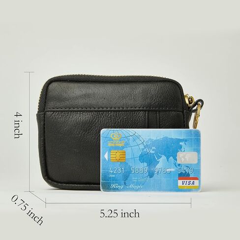 محفظة جلدية للعملات المعدنية للنساء، محفظة صغيرة لطيفة بسحاب مع حامل بطاقة (1-أسود) in Kuwait