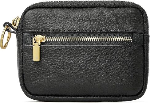 محفظة جلدية للعملات المعدنية للنساء، محفظة صغيرة لطيفة بسحاب مع حامل بطاقة (1-أسود) in Kuwait