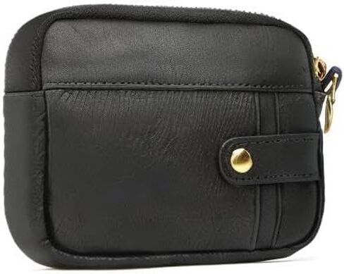 محفظة جلدية للعملات المعدنية للنساء، محفظة صغيرة لطيفة بسحاب مع حامل بطاقة (1-أسود) in Kuwait