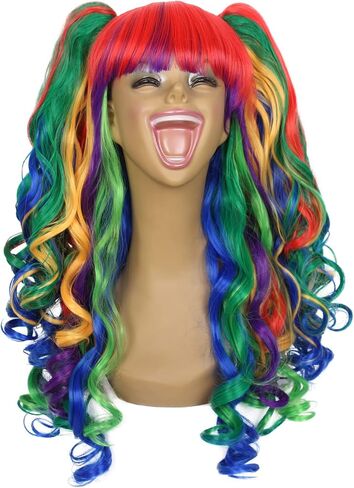 Long Curly Wig with 2 Removable Ponytails Red Lolita Cosplay Pigtail Wig Women Girls Halloween Party Colored Wigs, 1.0 Count in Saudi Arabia