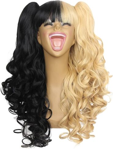 Long Curly Wig with 2 Removable Ponytails Red Lolita Cosplay Pigtail Wig Women Girls Halloween Party Colored Wigs, 1.0 Count in Saudi Arabia