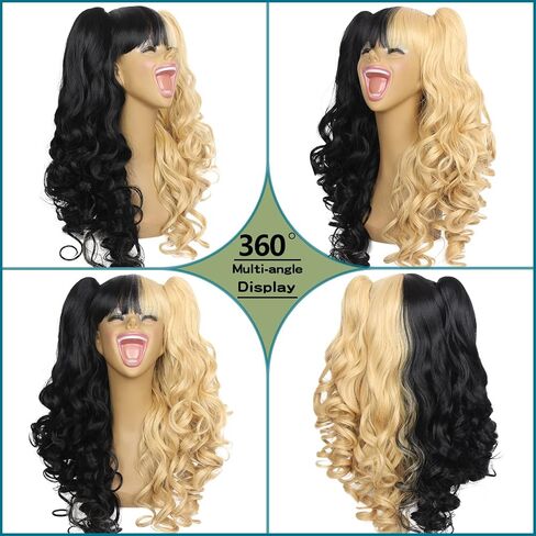 Long Curly Wig with 2 Removable Ponytails Red Lolita Cosplay Pigtail Wig Women Girls Halloween Party Colored Wigs, 1.0 Count in Saudi Arabia