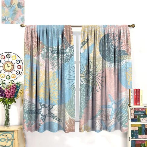 الصبي نافذة الستائر الغواصة نافذة الستائر اليخت نافذة العلاجات تحت الماء العالم واحة الستائر الحرارية للأطفال الفتيات طفل المراهقين غرفة النوم ديكور مجموعة 2 لوحات، 42x45 بوصة in Kuwait