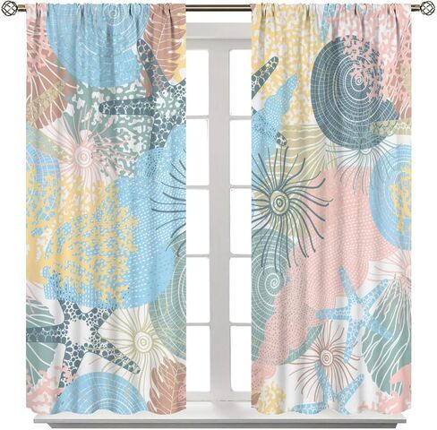 الصبي نافذة الستائر الغواصة نافذة الستائر اليخت نافذة العلاجات تحت الماء العالم واحة الستائر الحرارية للأطفال الفتيات طفل المراهقين غرفة النوم ديكور مجموعة 2 لوحات، 42x45 بوصة in Kuwait