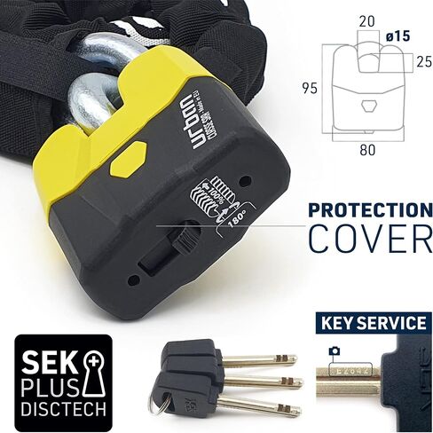 Urban Security U8K100 Motorcycle Chain Lock High Security Chain Lock Motorcycle Anti Theft Heavy Duty Motorcycle Lock, Cut Proof Chain and Cut Resistant Padlock, Cycle Lock Chain SRA Approved, 100cm in Saudi Arabia