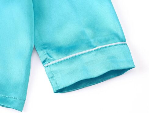 Tebbis Satin Pajamas for Girls - Neon Pink Cute Silky Long Sleeves & Pants Sleepwear PJ Set Size 6/7-16 in Kuwait