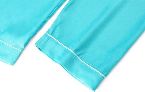 Tebbis Satin Pajamas for Girls - Neon Pink Cute Silky Long Sleeves & Pants Sleepwear PJ Set Size 6/7-16 in Kuwait