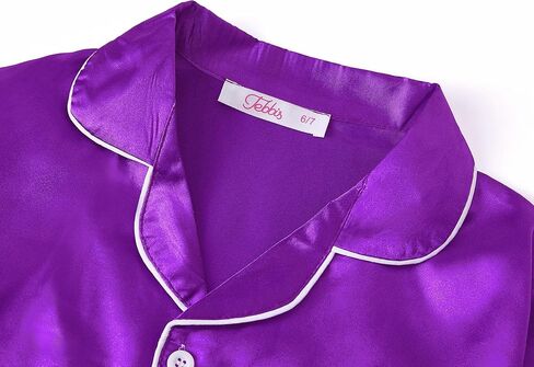 بيجامة تيبيس ساتان للبنات - وردي نيون لطيف حريري بأكمام طويلة وسروال ملابس نوم طقم بيجاما مقاس 6/7-16 in Kuwait