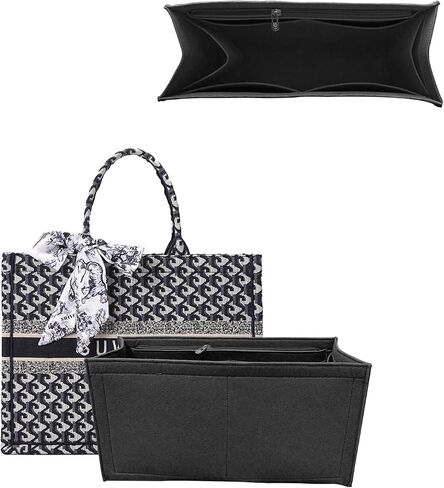 Bag Insert Organizer for dior book Tote Bag, Premium Purse Felt Insert Organizer Insert Multiple Pockets (Dark Gray,M) in Saudi Arabia