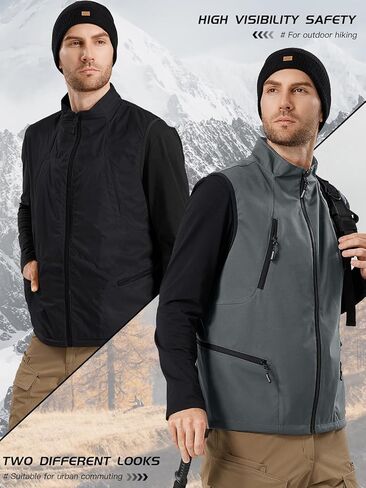 FREE SOLDIER Men's Warm Golf Vest Outerwear Windproof Reversible Puffer Vest Sleeveless Jacket for Casual Hiking Travel in Kuwait