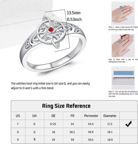 Witches Knot Ring for Women 925 Sterling Silver White/Black Celtic Witch Ring Ankh Eye of Horus Wiccan Jewelry Birthday Christian Halloween Gifts in Kuwait