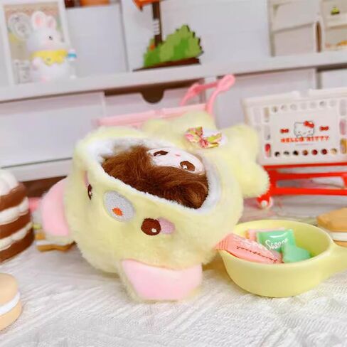 niannyyhouse 10cm Plush Doll Clothes Loose Onesies Penguin Rabbit Bear Fox Pig Bodysuit Doll Dress Up (Pink) in Saudi Arabia
