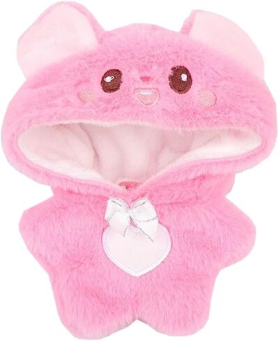 niannyyhouse 10cm Plush Doll Clothes Loose Onesies Penguin Rabbit Bear Fox Pig Bodysuit Doll Dress Up (Pink) in Saudi Arabia