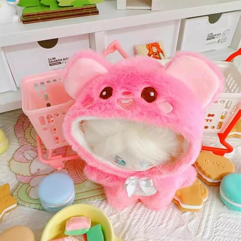 niannyyhouse 10cm Plush Doll Clothes Loose Onesies Penguin Rabbit Bear Fox Pig Bodysuit Doll Dress Up (Pink) in Saudi Arabia