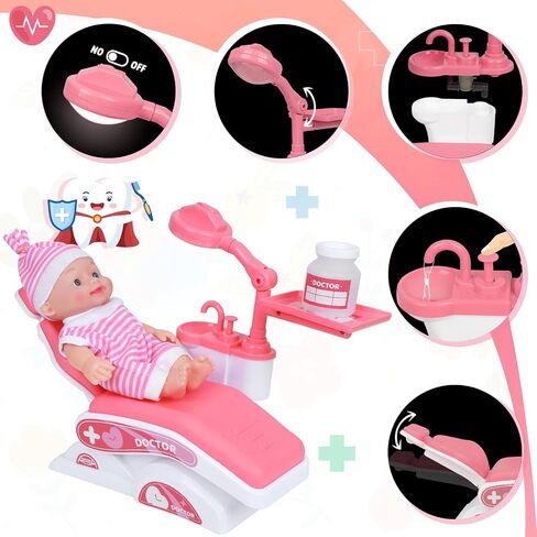 Dentist Play Set, Doctor Kit for Toddlers 3-5, Preschool Pretend Play Simulated Dental Medical Toys for Toddler Boy Girl Kid Child in Saudi Arabia
