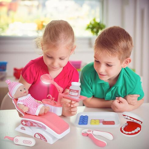 Dentist Play Set, Doctor Kit for Toddlers 3-5, Preschool Pretend Play Simulated Dental Medical Toys for Toddler Boy Girl Kid Child in Saudi Arabia
